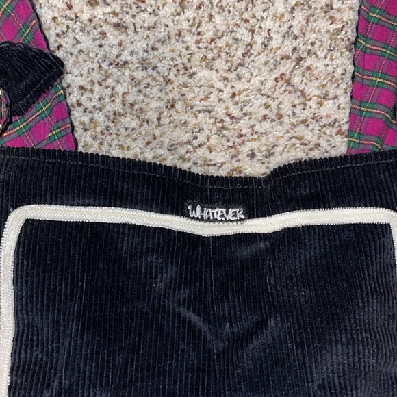 Vintage 90s Corduroy Overalls “whatever” and peace sign details - Picture 4 of 14